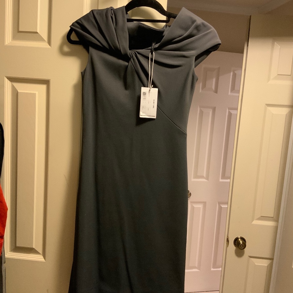 HELMET LANG Twist Rib Dress, XS, Carbon